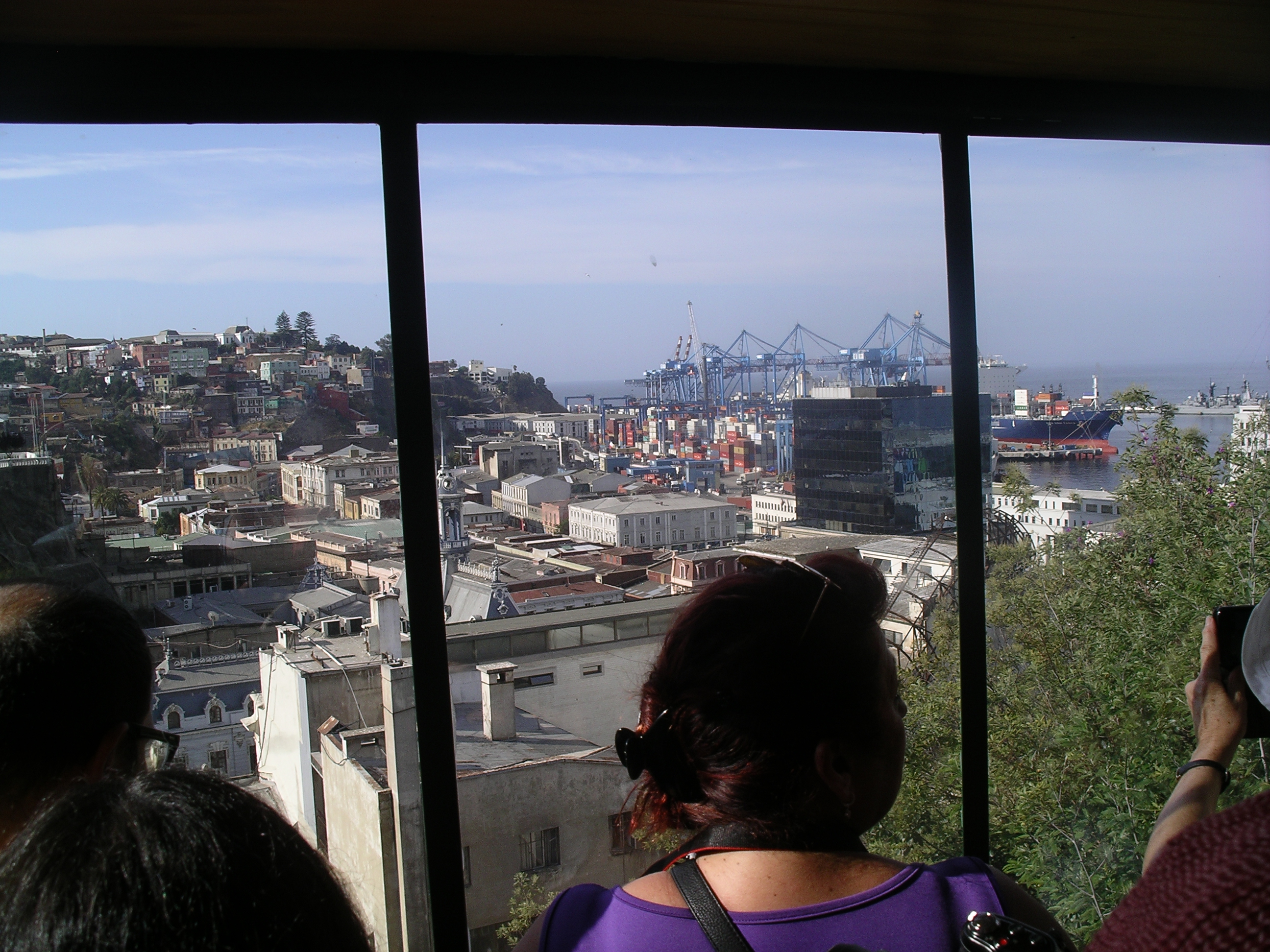 View over Valparaiso as we climb the hill on the funicular