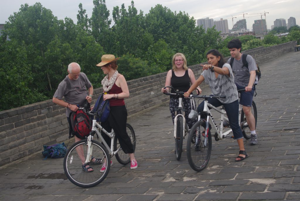 Our cycling group (Tony, Samantha, Rachel, Gita and Alejandro) at the end of our ride around the top of Xi'an city walls