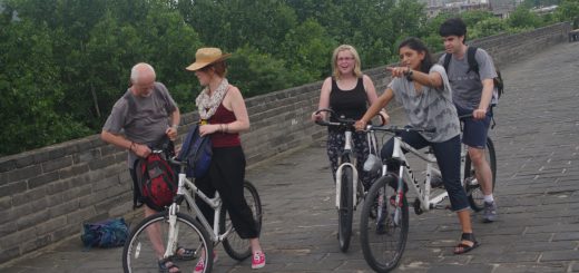 Our cycling group (Tony, Samantha, Rachel, Gita and Alejandro) at the end of our ride around the top of Xi'an city walls